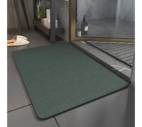 Tapis de bain en terre de diatomée - Tapis de bain antidérapant à séchage rapide, super absorbant et à séchage rapide, surface antidérapante, vert, 40 x 60 cm pour un confort et une sécurité ultimes