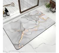 Tapis de bain en terre de diatomées - 40 x 60 cm - Gris - Ultra-absorbant - Antidérapant (dos caoutchouc)