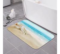 Tapis de bain en terre de diatomées, scène de plage, étoiles de mer, vagues, super absorbant, séchage rapide, antidérapant, profil bas, tapis de sol pour baignoire, tapis de salle de bain pour douch