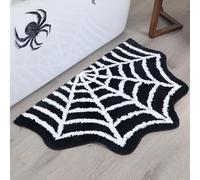 Tapis de bain en toile d'araignée - Tapis d'Halloween - Décoration de salle de bain gothique - Décoration d'intérieur sorcière horreur gothique - Tapis de chambre gothique pour chambre à coucher,