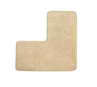 Tapis de bain épais en flanelle de couleur unie en forme de L Tapis de sol en coton à mémoire de forme absorbant antidérapant pour porte de salle de bain Décoration d'intérieur (Camel)