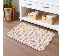 Tapis de bain espiègle à séchage rapide, motif cône amusant et cœur, absorbant, antidérapant, lavable pour l'été, 40,6 x 61 cm