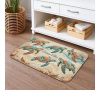 Tapis de bain esthétique à séchage rapide, motif tortue de mer tropicale, tapis de douche absorbant, antidérapant, lavable, pour salle de bain, toilettes, toilettes, décoration 40,6 x 61 cm