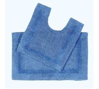 HOMESCAPES Tapis de Bain et Contour WC en Coton, 1600 g/m², Extra Doux, 100% Coton, réversible, antidérapant, Lavable, Super Absorbant, Bleu Cobalt, Ensemble Tapis Salle de Bain et WC - Lot de 2