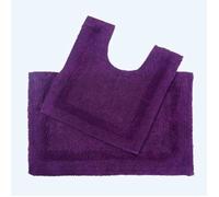 HOMESCAPES Tapis de Bain et Contour WC en Coton, 1600 g/m², Extra Doux, 100% Coton, réversible, antidérapant, Lavable, Super Absorbant, Prune, Ensemble Tapis Salle de Bain et WC - Lot de 2