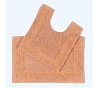 HOMESCAPES Tapis de Bain et Contour WC en Coton, 1600 g/m², Extra Doux, 100% Coton, réversible, antidérapant, Lavable, Super Absorbant, Pêche, Ensemble Tapis Salle de Bain et WC - Lot de 2