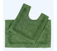 Tapis de bain et contour WC en coton - Vert bouteille