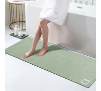 Tapis de bain extra long en terre de diatomée vert sauge, 40 x 120 cm, séchage rapide, super absorbant, envers en caoutchouc antidérapant, pour sol de salle de bain, baignoire, douche, évier
