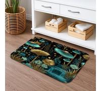 Tapis de bain fantaisie champignon à séchage rapide, motif floral de forêt enchantée, absorbant, antidérapant, confortable, en flanelle, lavable pour décoration de salle de bain et toilettes, 50,8 x