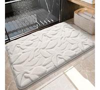 Tapis de Bain Feuilles Blanches D'Ivoire Tapis Douche Antidérapant Moelleux Microfibre Tapis Salle de Bain Lavable Machine Bath Mat Absorbant d'eau Epais Rug 50x80cm