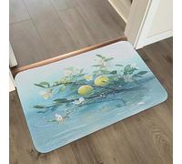 Tapis de Bain Feuilles Bleues Tapis Salle de Bain Doux Microfibre Tapis de Douche Antiderapant Lavable Machine Bath Mat Absorbant d'eau Epais Rug 50x80cm