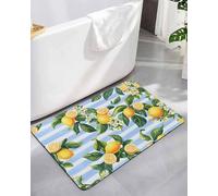 Tapis De Bain Feuilles De Fleurs De Litière De Citronnier D'Été 40X60Cm Home Tapis Durable Antidérapant Paillasson D'Entree pour Intérieur Entrée Couloirs