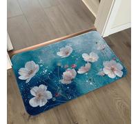 Tapis de Bain Fleur Bleue du Lac Tapis Salle de Bain Doux Microfibre Tapis de Douche Antiderapant Lavable Machine Bath Mat Absorbant d'eau Epais Rug 50x80cm