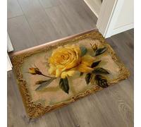 Tapis de Bain Fleur Brune Jaune Tapis Salle de Bain Doux Microfibre Tapis de Douche Antiderapant Lavable Machine Bath Mat Absorbant d'eau Epais Rug 40x60cm