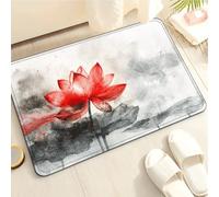 Tapis de Bain Fleur Grise Charbon Tapis Salle de Bain Doux Microfibre Tapis de Douche Antiderapant Lavable Machine Bath Mat Absorbant d'eau Epais Rug 50x80cm