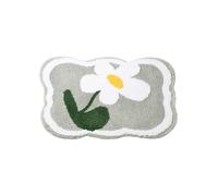 Tapis de Bain Fleur Grise Claire Tapis Douche Antidérapant Moelleux Microfibre Tapis Salle de Bain Lavable Machine Bath Mat Absorbant d'eau Epais Rug 50x80cm