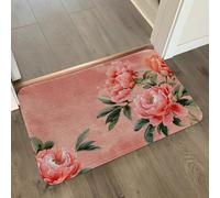 Tapis de Bain Fleur Rouge Élégante Tapis Salle de Bain Doux Microfibre Tapis de Douche Antiderapant Lavable Machine Bath Mat Absorbant d'eau Epais Rug 50x80cm
