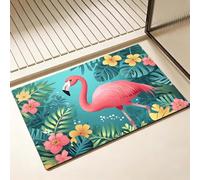 Tapis de Bain Fleur Séchage Rapide 50 x 60 cm, Tapis de Douche Antidérapant, Absorbant l'eau, Anti Odeur, Facile à Nettoyer, pour Douche, Salle de Bain, Paillasson, Chambre et Salon, Flamingo D-2679