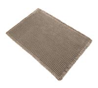 Tapis de bain gaufré 61 x 91 cm absorbant et résistant avec pompons antidérapant ne peluche pas lavable en machine en polyester marron