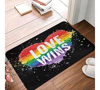 Tapis De Bain Gay Pride Droits LGBT Rainbow Heart 40X60Cm Paillasson Résister À La Saleté Paillasson D'Entree Absorbant Tapis De Porte pour Jardin Extérieur Intérieur
