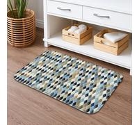 Tapis de bain géométrique à séchage rapide, moderne, bleu, beige, diamant, absorbant, antidérapant, lavable toute l'année, pour salle de bain et toilettes, décoration 50,8 x 81,3 cm