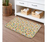 Tapis de bain géométrique jaune à séchage rapide, moderne, abstrait, coloré, absorbant, antidérapant, décoration printanière, en flanelle, lavable pour salle de bains, toilettes, toilettes, 40,6 x 61
