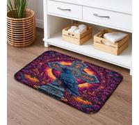 Tapis de bain gothique à séchage rapide, motif tête de mort, motif croix foncée, antidérapant, lavable en flanelle, pour salle de bains, toilettes, toilettes, décoration 40,6 x 61 cm