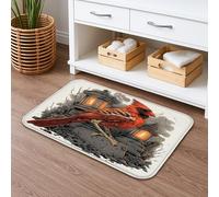 Tapis de bain gothique cardinal à séchage rapide, vintage, motif oiseau rouge, absorbant, antidérapant, lavable en flanelle, pour salle de bain, toilettes, toilettes, décoration 50,8 x 81,3 cm