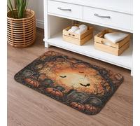 Tapis de bain gothique effrayant à séchage rapide, motif citrouille, cimetière, antidérapant, en flanelle, lavable pour salle de bain, toilettes, décoration 50,8 x 81,3 cm