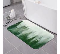 Tapis de bain Green Misty Forest Terre de diatomées Tapis de douche super absorbant Séchage rapide Tapis de sol antidérapant à profil bas Tapis de salle de bain pour douche et lavabo 40,6 x 61 cm