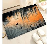 Tapis de Bain Gris Noir Orange Tapis Salle de Bain Doux Microfibre Tapis de Douche Antiderapant Lavable Machine Bath Mat Absorbant d'eau Epais Rug 40x60cm