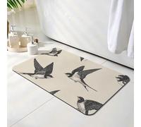 Tapis de Bain Gris, Tapis de Douche Antidérapant 30 x 40 cm, Séchage Rapide, Absorbant l'eau, Anti Odeur, Facile à Nettoyer, pour Douche, Salle de Bain, Paillasson, Chambre et Salon, Oiseau O-8507
