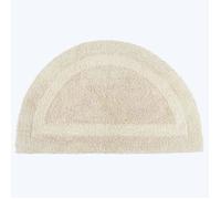 HOMESCAPES Tapis de Bain Demi-Lune 1600 g/m², Extra Doux, 100% Coton, réversible, antidérapant, Lavable, Super Absorbant, séchage Rapide, Tapis Demi Cercle 50x80 cm Crème