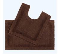 HOMESCAPES Tapis de Bain et Contour WC en Coton, Chocolat, Ensemble Tapis Salle de Bain et WC - Lot de 2