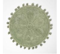 Tapis de bain - HOMESCAPES - Rond - Vert sauge - 60 cm - Motif floral tufté