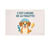 Tapis de Bain Humour Beagle C'est l'heure de la Toilette - pour Salle de Bain - Dimensions 50X70 cm - Cadeau Original Imprimé en France
