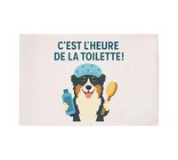 Tapis de Bain Humour Berger Australien C'est l'heure de la Toilette - pour Salle de Bain - Dimensions 50X70 cm - Cadeau Original Imprimé en France