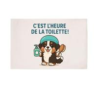 Tapis de Bain Humour Bouvier Bernois C'est l'heure de la Toilette - pour Salle de Bain - Dimensions 50X70 cm - Cadeau Original Imprimé en France