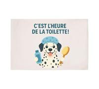 Tapis de Bain Humour Dalmatien C'est l'heure de la Toilette - pour Salle de Bain - Dimensions 50X70 cm - Cadeau Original Imprimé en France