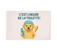 Tapis de Bain Humour Labrador C'est l'heure de la Toilette - pour Salle de Bain - Dimensions 50X70 cm - Cadeau Original Imprimé en France