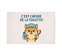 Tapis de Bain Humour Shiba Inu C'est l'heure de la Toilette - pour Salle de Bain - Dimensions 50X70 cm - Cadeau Original Imprimé en France