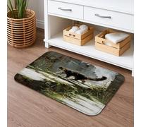 Tapis de bain imprimé chat inspiré de la nature, motif rustique sauvage, absorbant, antidérapant, décoration d'automne en mousse à mémoire de forme, lavable pour salle de bain, toilettes, toilettes