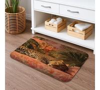 Tapis de bain imprimé léopard de la jungle à séchage rapide, motif floral tropical, absorbant, antidérapant, tapis de bain vintage en toile à mémoire de forme, lavable pour salle de bain, toilettes