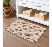 Tapis de bain imprimé papillon à séchage rapide, motif floral, naturel, absorbant, antidérapant, décoration d'automne en flanelle lavable pour salle de bain, toilettes, toilettes, 40,6 x 61 cm