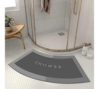 Tapis De Bain Incurvé, Super Absorbant Diatomite Tapis Douche Angle, Forme D'éventail Tapis de Salle de Bain Antiderapant Lavable pour Cabine de Douche en Quart,Gris,45x100cm