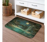 Tapis de bain inspiré de la nature à séchage rapide, motif cascade de forêt enchantée, absorbant, antidérapant, tapis de bain en mousse à mémoire de forme lavable pour salle de bain, toilettes