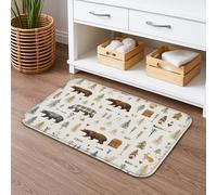 Tapis de bain inspiré de la nature à séchage rapide, motif forêt d'ours rustique, absorbant, antidérapant, confortable, en flanelle, lavable pour salle de bains, toilettes, toilettes, décoration 50,8