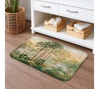 Tapis de bain inspiré de la nature à séchage rapide, motif paysage de forêt rustique, absorbant, antidérapant, tapis de bain décoratif printanier en flanelle lavable pour salle de bain, toilettes