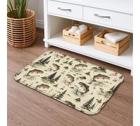Tapis de bain inspiré de la nature à séchage rapide, motif poisson rustique et forêt, absorbant, antidérapant, lavable en flanelle pour décoration de salle de bain, 50,8 x 81,3 cm