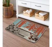 Tapis de bain inspiré de la nature, motif forêt rustique et cerf, absorbant, antidérapant, lavable en mousse à mémoire de forme pour salle de bain, toilettes, toilettes, décoration 40,6 x 61 cm